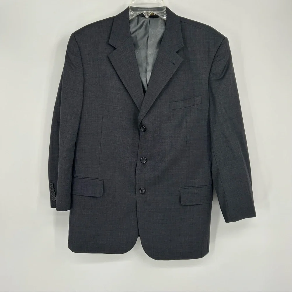 Montefino Uomo Super 120's Wool Gray 3‎ button blazer suit jacket 38S